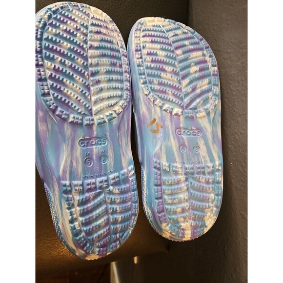 crocs Marble Purple-blue womens 8 Mens 6 Slip On sandals (S32) - Picture 7 of 8